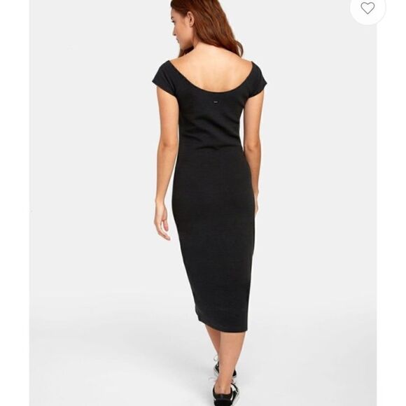 NWT RCVA Black Fitted Midi Dress - Picture 3 of 12